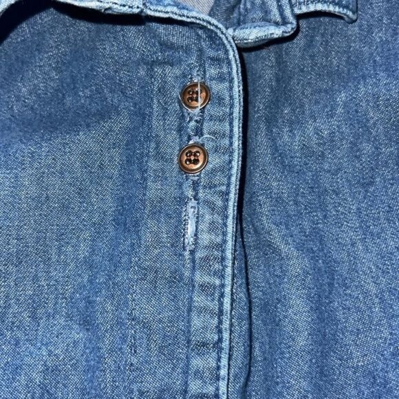 Gotcha Covered Vintage Denim Button-Up Midi Dress w/ Elastic Waist & Pockets 12 - Picture 3 of 11